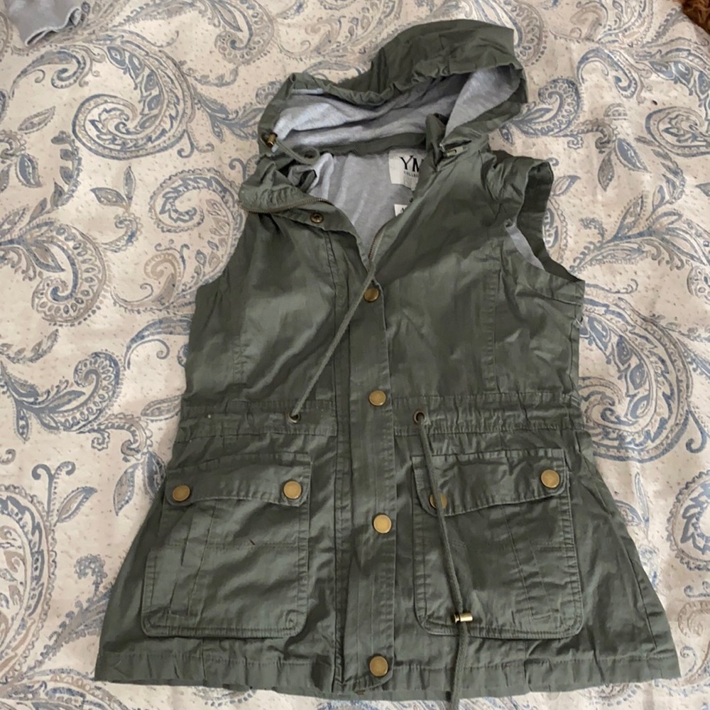 Army green denim vest